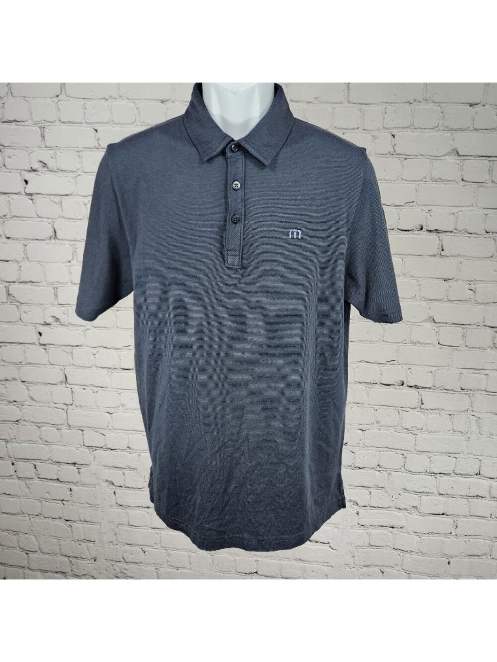 Travis Mathew Blue Pima Cotton Blend Logo Short Sleeve Golf Polo Shirt Medium M